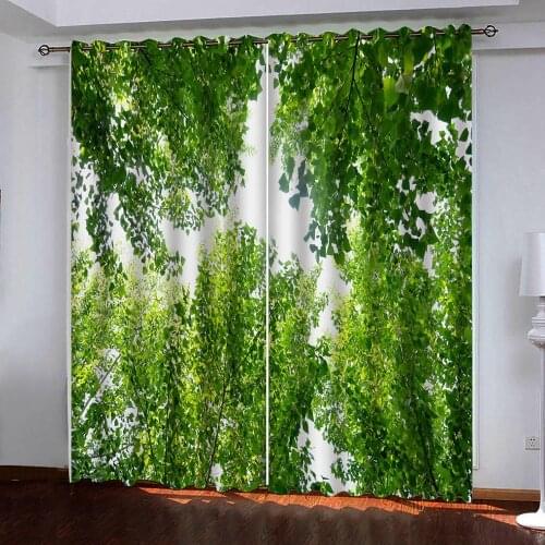 Custom size home decor living room bedroom kitchen curtains 3d photo Green nature curtains 3d thermal curtain