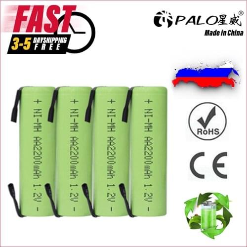 PALO Rechargeable 1.2V AA Battery NiMH 2200mAh Batteries For Philips Electric Shaver Razor Electric Toothbrush RUS FAST SHIPPING