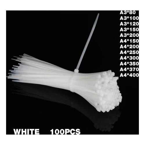 Self-locking plastic nylon tie 100 PCS 3*80 fastening ring 3X100 cable tie zip wraps strap nylon cable tie 3x120