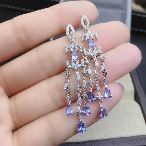 The Best Gift for Your loved wife Tanzanite Earring Natural And Real 925 sterling silver Tanzanite Earring