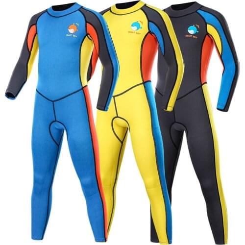 SBART Kids Diving Suit 2MM Neoprene Wetsuit children for boys girls Keep Warm One-piece Long Sleeves UV protection Swimwear