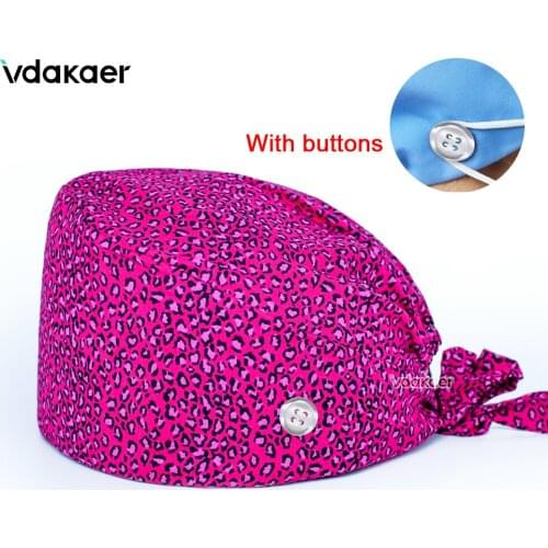 Sugar Skull printing Dentist Scrub Caps Dental Print Scrubs Hat 100% Cotton Women Men Dust Proof Veterinarian Working Hats