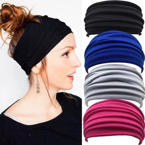 Womens Sports Pure Cotton Hair Band Elastic Hair Band Sports Band Gym Elastic Hair Band Leisure Wide Solid Color Hair Band