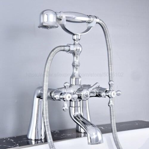 Bathtub Faucets Chrome Shower Faucets Dual Handle Deck Mounted Bath And Shower Faucet With Handheld Showers ztf769