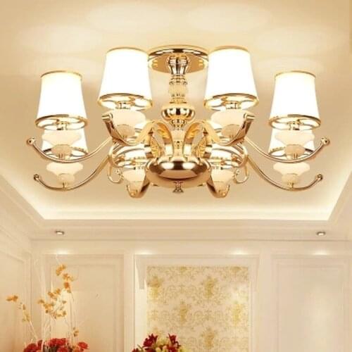 Modern Lustre Gold Metal Led Ceiling Chandeliers Lamp Marble Living Room Led Chandelier Lighting Dining Hanging Lights Fixtures
