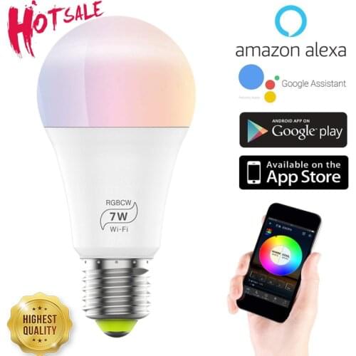 WiFi Smart Light Bulb E27 LED Lamp Work With Alexa/Google Home 100-240V Warm And Cold Color Dimmable Timer Function Bulb