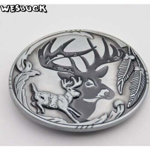 WesBuck Brand Metal Retro Sika Deer Model DIY Brand Luxury Mens Designer Belt Buckles Removable for Mens accessories