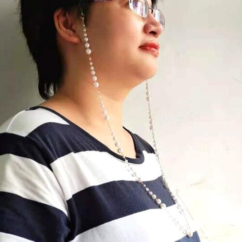 Women Beaded Chain Eyeglasses Holder Strap Sunglasses Chain Silicone Loops Women Outside Casual Necklace Gift