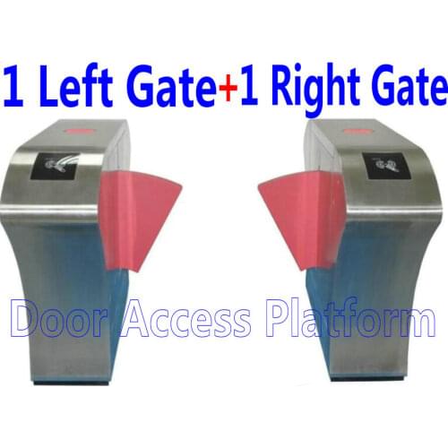 1 Left Flat Barrier gates+1 Right Swing turnstile Flap Turnstie Gate access control gate with both 2 single mechanism motor kits