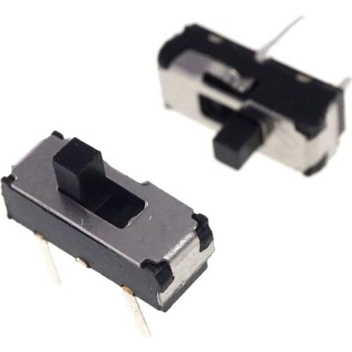 10 pcs Miniature Slide Switch 3 Pin 2P2T DPDT ON-ON Vertical Through Hole Solder PCB 2.00mm Knob Height