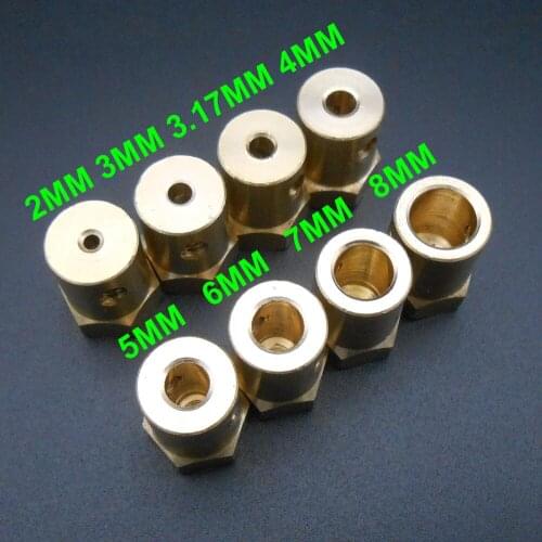 20Pcs X 12MM Hex Brass Shaft Motor Coupling Coupler 2MM 3MM 3.17MM 4MM 5MM 6MM 7MM 8MM L=18MM For Wheel Tyre DC Motor *FD895-902