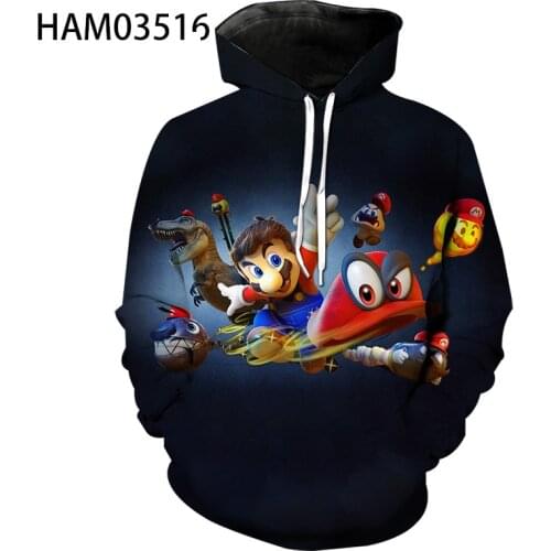 2021 Mario new spring and autumn Animation 3D printing personalized hip hop creative Hoodie mens and womens Sweatshirt