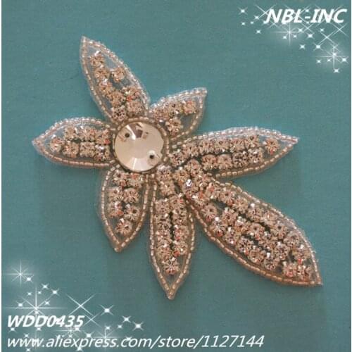 30PCS) Handmade beaded sewing silver crystal glass silver rhinestone applique patch iron on for dress hair accessory WDD0435