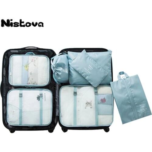 7Pcs/set Clothes Packing Cubes Set,Travel Storage Organizers Bags Compression Pouches for Carry-on Luggage Suitcase and Shoe Bag