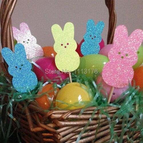 Glitter Easter Bunny Cupcake Topper baby bridal shower birthday food Picks wedding party cake topper decor