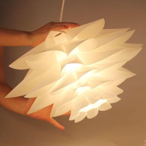 E27 Lotus puzzle paper chandelier DIY White Lampshade For living room Bedroom Kitchen Kids room plastic chandelier Lighting