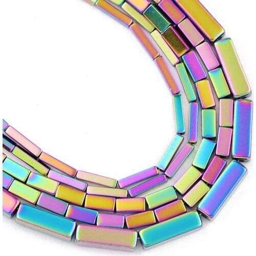 4/6/9MM Multicoloured Rectangle Cuboid Square Hematite Natural Stone Spacer Loose Beads For Jewelry Making Diy Bracelet Necklace