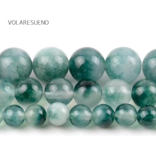 White Green Chalcedony Stone Natural Round Loose Beads 15” Pick 6-12m Spacer Beads For Charm Necklace Bracelet Jewelry Making
