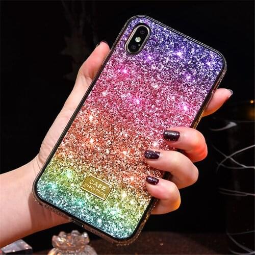 KQJYS Luxury Sequins Diamond Bling Back Cover for VIVO X27 NEX 3 Case Fashion Glitter Case for OPPO R17 Phone Case