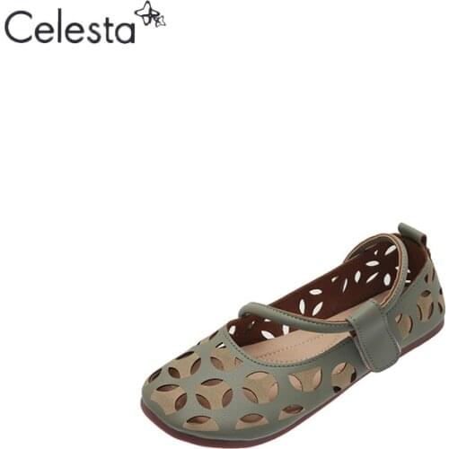 Celesta 2021 Summer Shoes Ballet Flats Classic Shoes Ladies Basic Models 2021 Flat Flats Non-Slip Retro Hollow