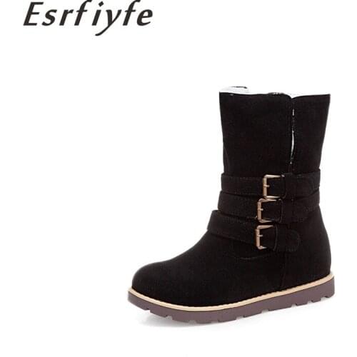ESRFIYFE 2020 New Women Boots Plus Size 43 Snow Boot for Women Winter Shoes Thick Heel Boots Mujer Warm Plush Insole Shoes Woman