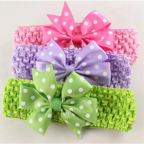 Hooyi Polka Dot Bowties Girls Hairbands Hair Clip Fashion Headband Children Hair Band Baby Headwear Newborn Accessories H30