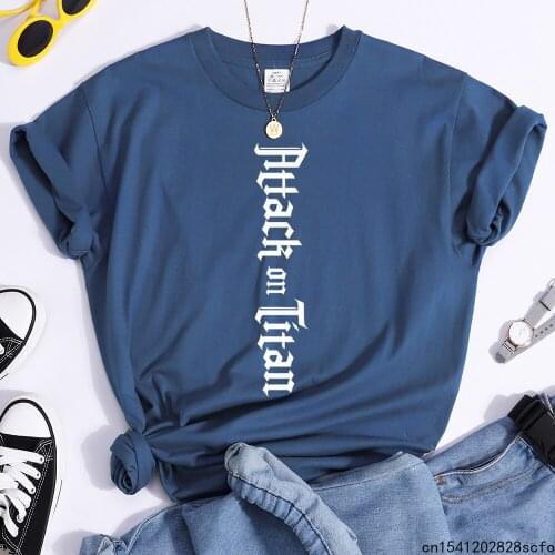 2021 Summer T-shirt Sports Breathable Clothes Short-sleeved Womens T-shirt Attacking Giant Anime Funny Print O-Neck Casual
