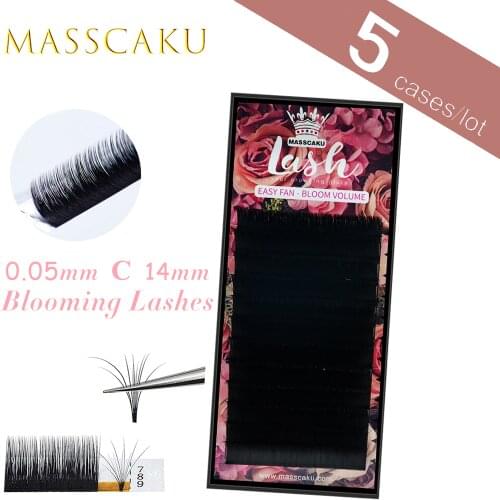 MASSCAKU Easy Fanning Volume Mega Eyelashes Extension Auto Flowering Rapid blooming fans lashes Lash Extension Faux Mink