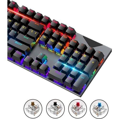 Mechanical Keyboard USB Wired Gaming Blue Red Switch 104keys Anti-Ghosting LED Backlit RGB For Gamer Laptop Computer
