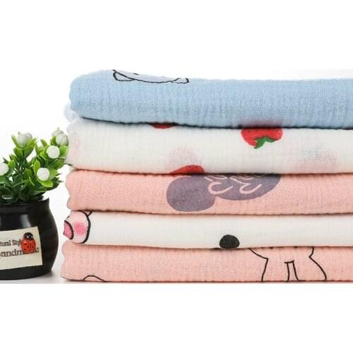 Cute Animal Printed Cotton Crepe Fabric By Meters Double Gauze Cotton Crepe Fabric Material for DIY Sewing Quilting Patchwork