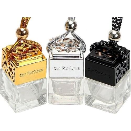 Refillable Glass Car Hanging Air Freshener Perfume Pendant Empty Bottle for Vehicle Internal Parts