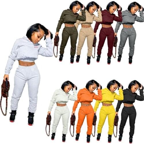 CM.YAYA Fashion Letter Print Women Long Sleeve Hoodies Jogger Sweatpants Suit Active Wear Tracksuit Two Piece Set Fitness Outfit