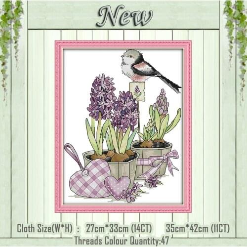 A bird on a flowerpot paintings counted printed on the canvas DMC 11CT 14CT kits chinese Cross Stitch embroidery needlework Sets