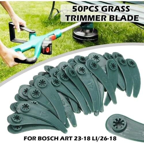 50Pcs Grass Strimmer Trimmer Plastic Blades Set For Bosch ART 23-18 Li/26-18 Lawn Mower Green Grass Trimmers Accessories