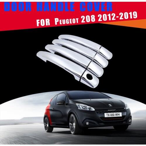 For Peugeot 208 2012 2013 2014 20152016 2017 2018 2019 Luxuriou Chrome Door Handle Cover Trim Car Set Styling Accessories ABS