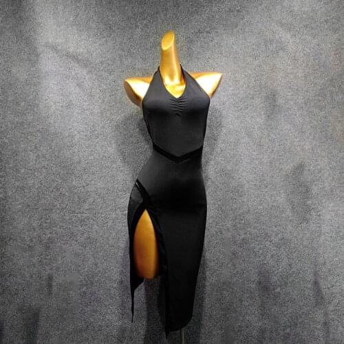 2020 New Black Sleeveless Bare Back Latin Dance Dress Dancing Performance Women Dress Ballroom Samba Tango LP459