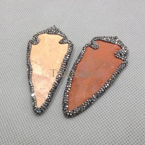 Wholesale Jaspers Charms Arrow Pendant Charm Gun Black Pave Rhinestone Trims In 65*32 mm PM4612