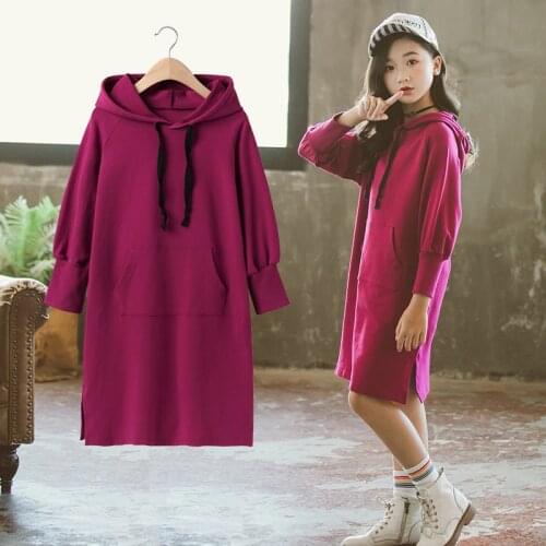 Teenage Girls Dress Spring Autumn 2020 Christmas Big Pocket Long Hoodies Dresses For Girls Casual Clothes 4 6 8 10 12 14 Years