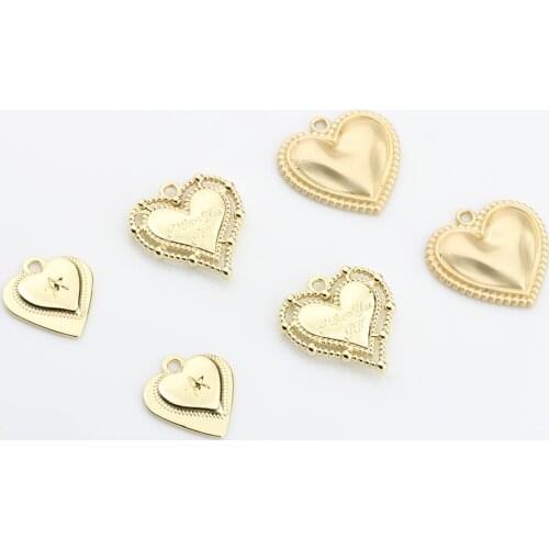10pcs/lot Zinc Alloy Matte Golden Heart Charms Pendant For DIY Fashion Jewelry Making Finding Accessories