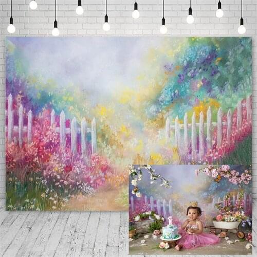 Avezano Baby Shower Happy Birthday Party Photography Backdrops Flowers Fence Decoration Backgrounds For Photo Studio Photophone