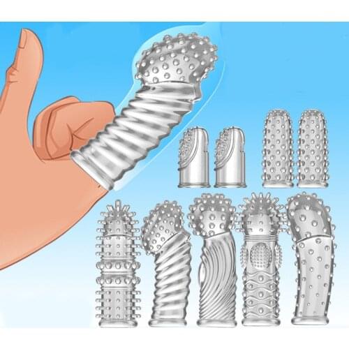 Finger Sleeve Vibrator Cots Penis Condoms Reusable G Spot Vagina Massager Clitoral stimulator Exotic Adult Sex Toy for Women Men