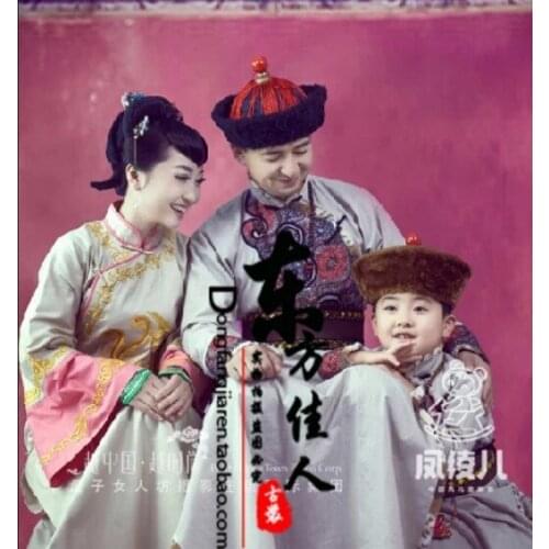 Qi Le Rong Rong Qing Dynasty Family Gather-together Photography Costume Sets Mum Dad and Son Full Sets