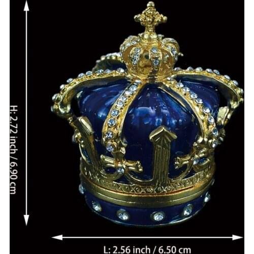 QIFU Metal Craft Beautiful Blue Crown Fashion Jewelry Ring Box