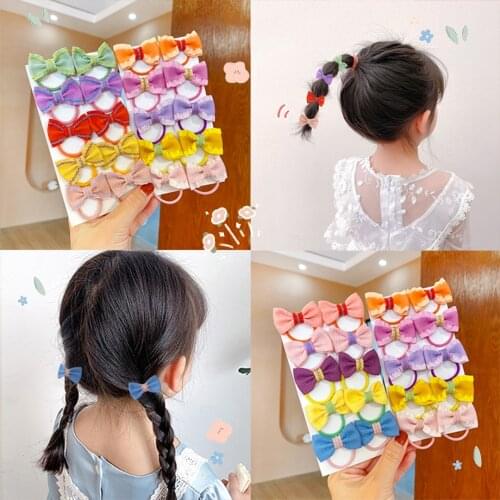 10/20 Pcs/Set New Baby Girl Cute Colors Bow Scrunchies Rubber Bands Children Lovely Soft Elastic Hair Bands Kid Hair Accessories