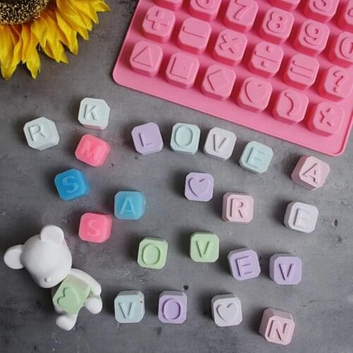 Stosilica 48 Letter Enghish Alphabet letter Silicone Mold Soap Mould Cake Cupcake bake Bakeware Chocolate Soap Decorating tools