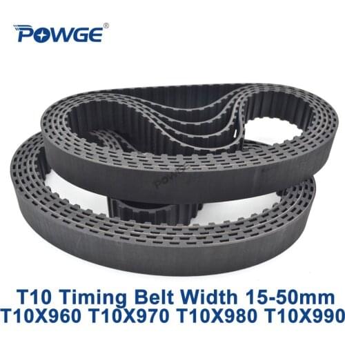 POWGE Trapezoid T10 Synchronous timing belt C=960/970/980/990 Width 15/20/25/30/40/50mm Rubber T10X960 T10X970 T10X980 T10X990