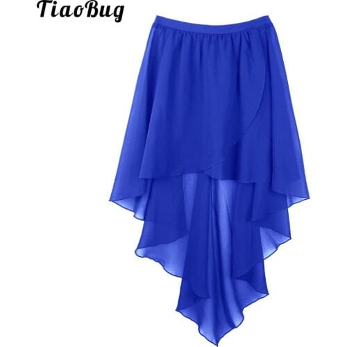 TiaoBug Women Ladies Side-Dip Asymmetrical Chiffon Skirt Ballet Dance Adult Performance Costume Dance Skirt