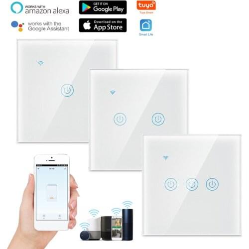 1/2/3 gang WiFi Smart Touch Switch Home Wall Button 220-240V EU Tuya/Smart Life APP Works with Alexa and Google Home Assistant
