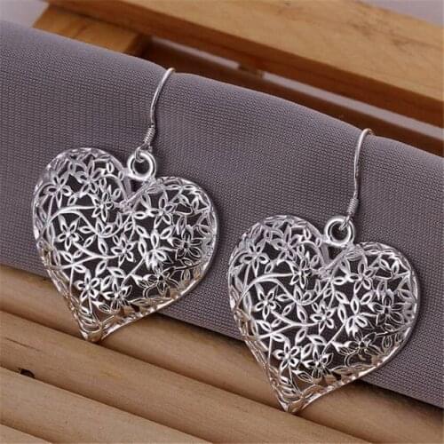 Retro beautiful heart LOVE silver color earrings fashion jewelry hot selling high quality accessories free shipping
