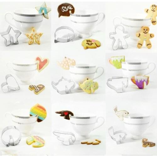 1pcs Hanging Cup Series Heart Love Bird Star Wing Biscuit Mug Cookie Cutter Metal Cutting Die Afternoon Tea Dessert Decor